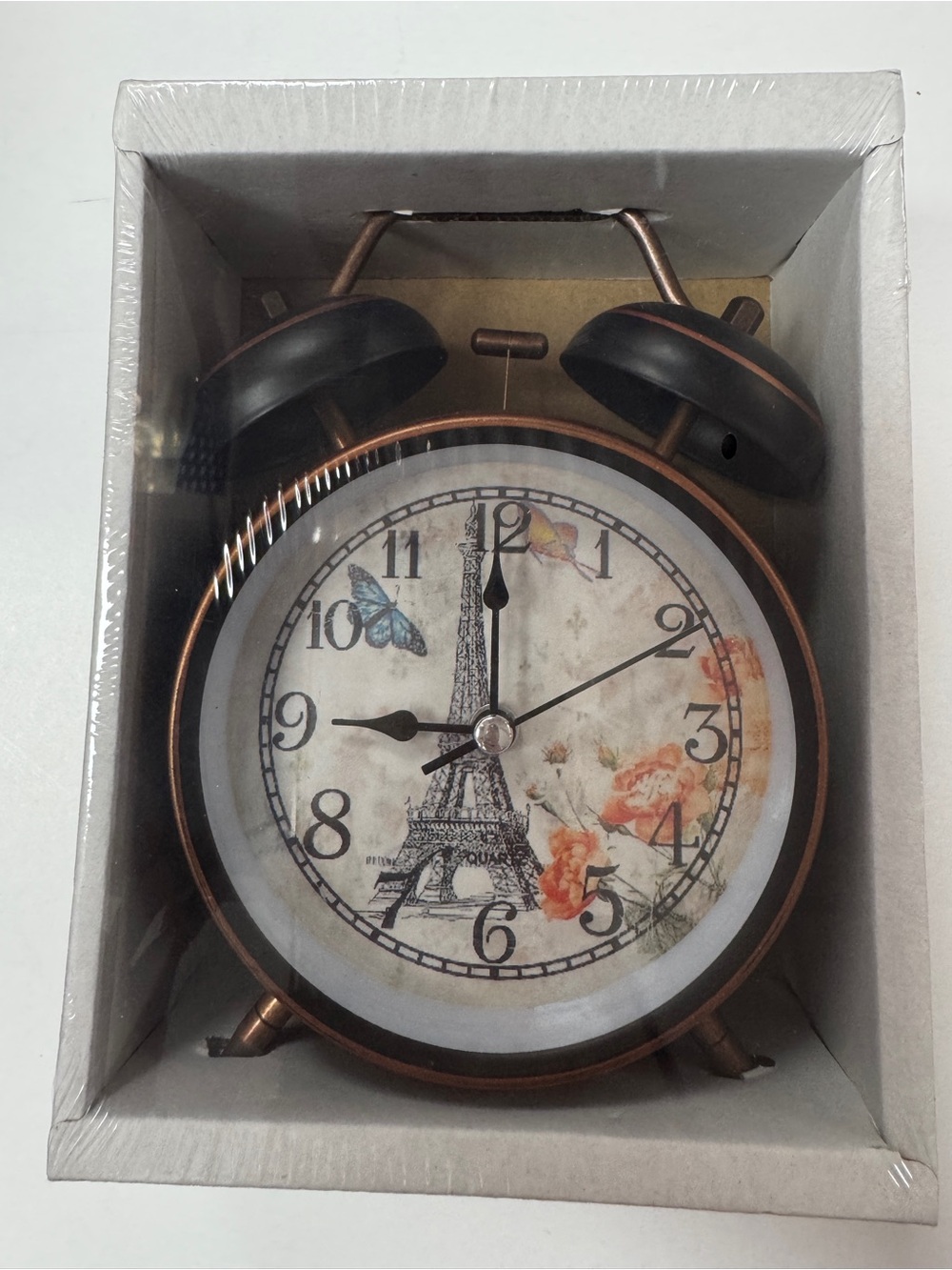 Paris Eiffel Tower Alarm Clock Vintage Retro Twin Bell Loud Alarm Desk Decor